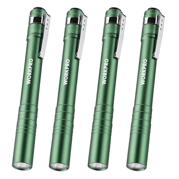 4 pack - LED Pen Light, Aluminum Pen Flashlights, Pocket Flashlight with Clip for Inspection, Emergency, Everyday, 8AAA Batteries Include, Gray(4-Pack)