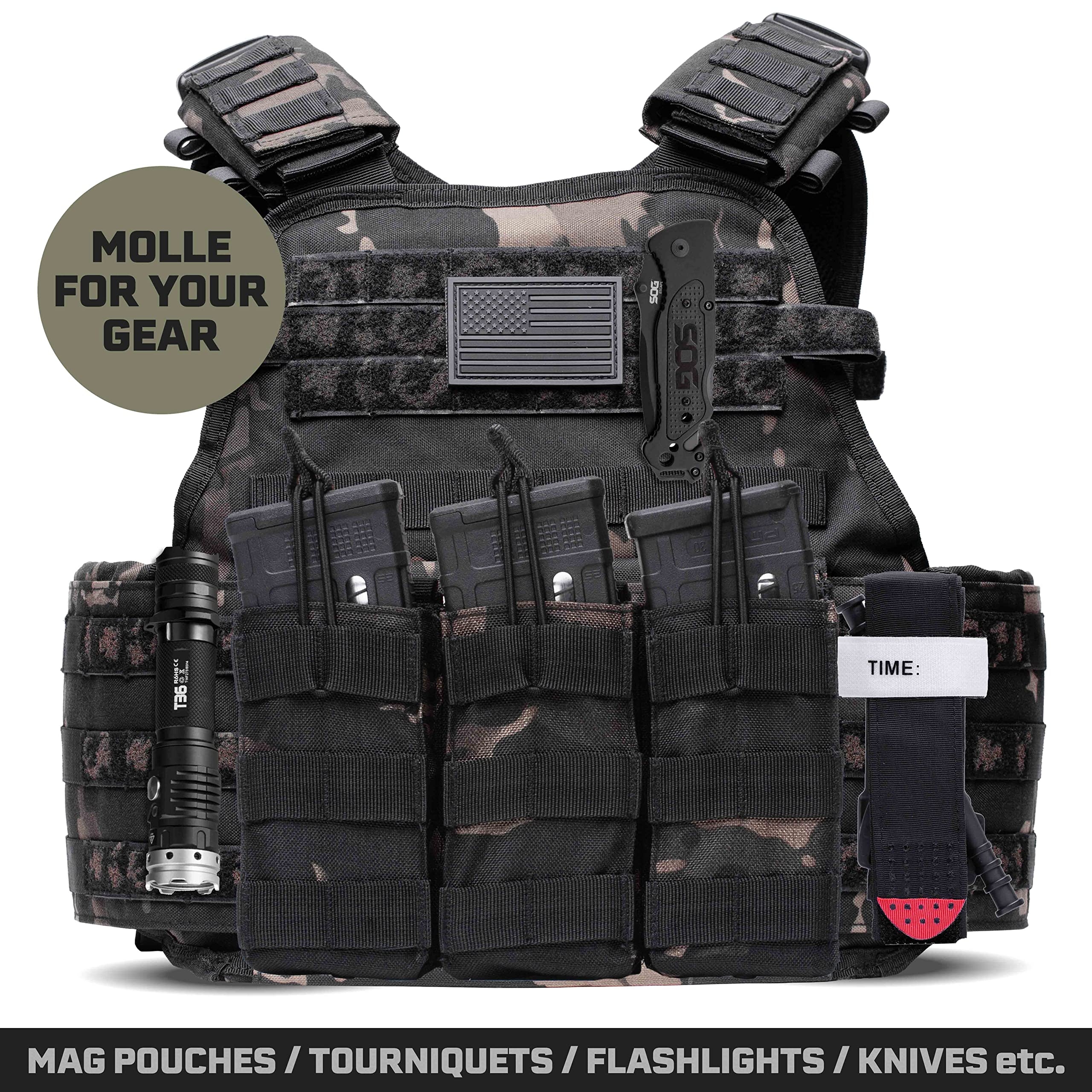 Fully Adjustable Tactical Vest | Combat Veteran Owned Company |Breathable 3D Mesh Liner