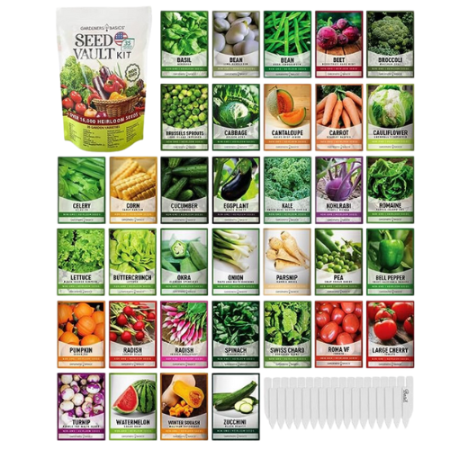 Garden Kit Over 16,000 Seeds Non-GMO and Heirloom, Great for Emergency Bugout Survival