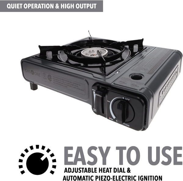 Gas ONE GS-1000 7,650 BTU Portable Butane Gas Stove Automatic Ignition with Carrying Case, CSA Listed