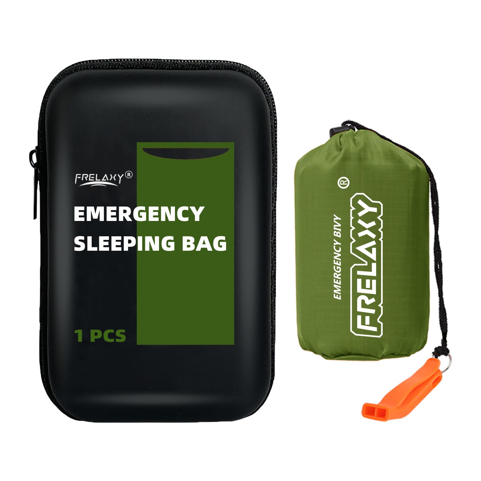 Emergency Sleeping Bag 1-Pack/2-Pack, Extra-Thick Compact Survival Bivy with Whistle, Storage Pouch, and EVA case, Perfect for Survival Kits