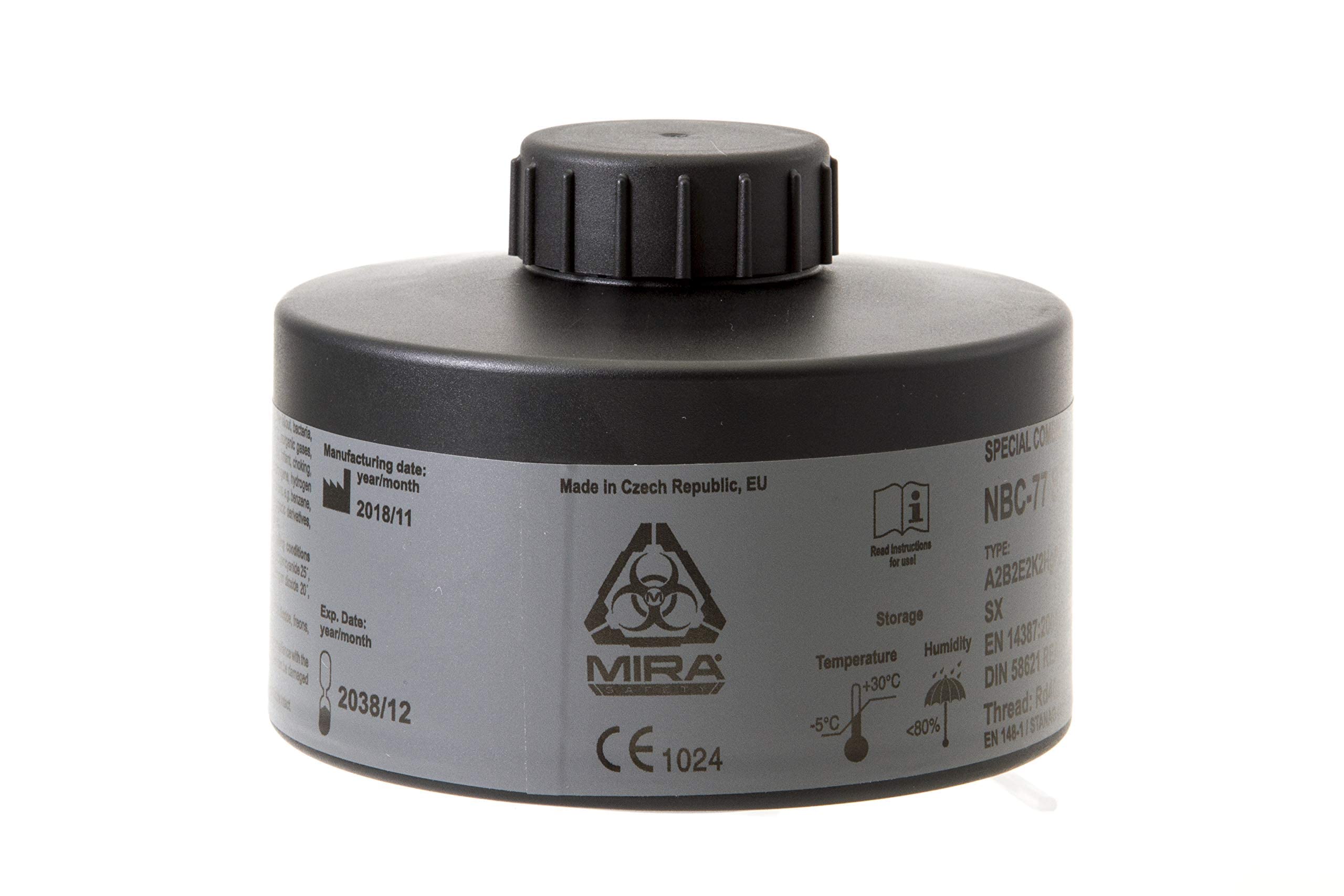 MIRA Safety - NBC-77 SOF - Single 40mm Gas Mask Filter - Special Combined CBRN Respirator Filters - NATO Standard Size (40mm x 1/7