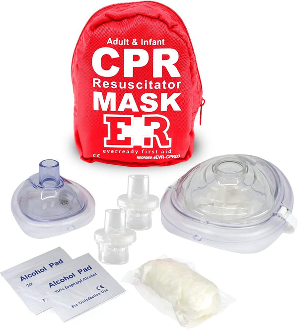 Adult and Infant CPR Mask Combo Kit with 2 Valves