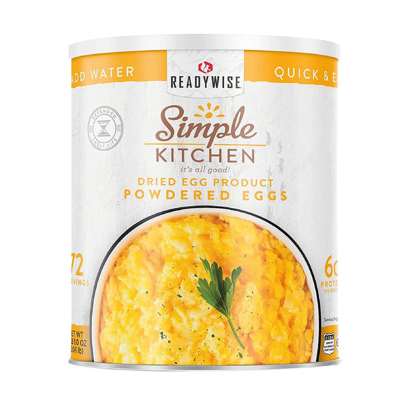 READYWISE - Simple Kitchen, Powdered Eggs, 72 Servings, Emergency Food Supply, Dehydrated Food, Baking Supplies, Camping Meals, Survival Food, 10 Can Egg Powder, Dehydrated Eggs Powder