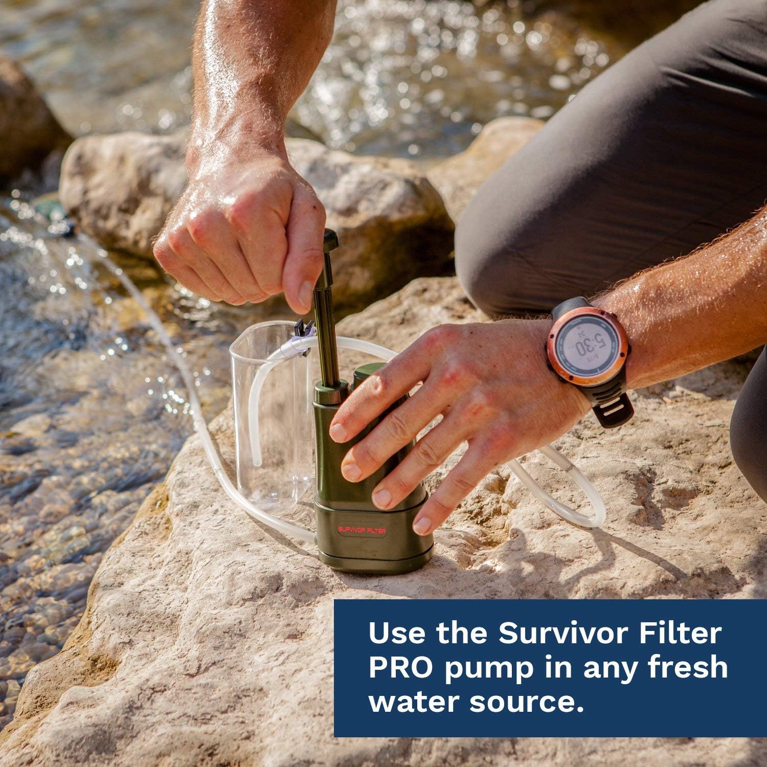 Survivor Filter PRO - Hand Pump Camping Water Filtration System Survival - Water Purifier Survival